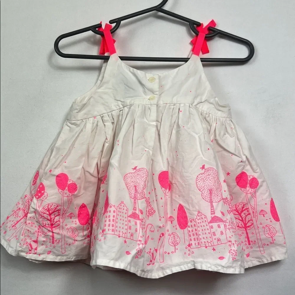 GAP White Dress with Neon Pink Accents size 18-24 months